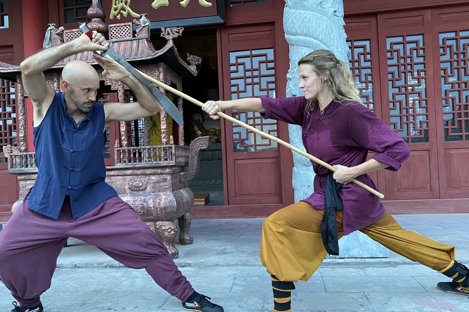 Shaolin kung fu training at Yu Kung Fu temple in China